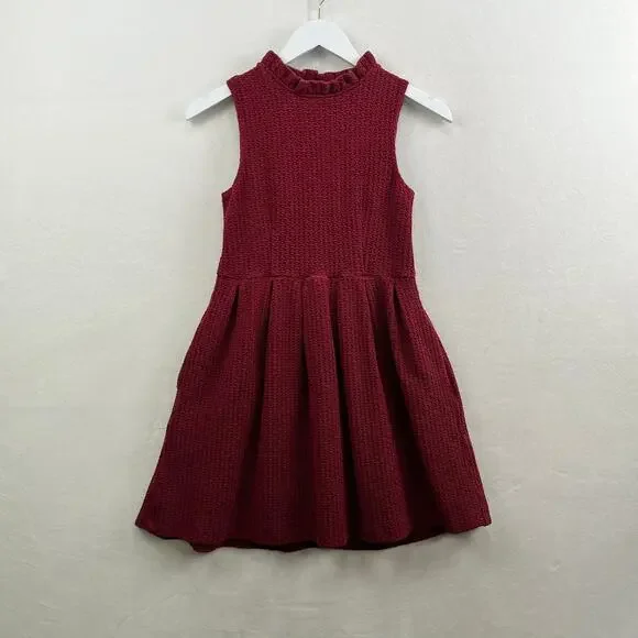 Anthropologie Ganni Burgundy Pinnacle Pleated Sleeveless Fit & Flare Dress  XS - Picture 6 of 15